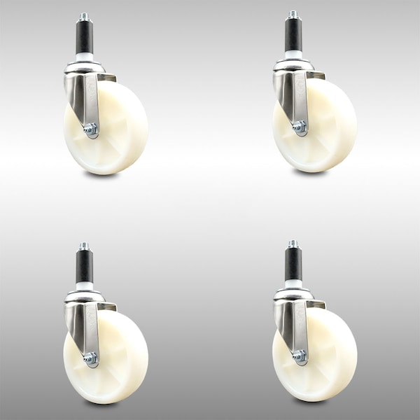 Service Caster 5 Inch 316SS Nylon Wheel Swivel 1-1/8 Inch Expanding Stem Caster Set SCC SCC-SS316EX20S514-NYS-118-4 - main